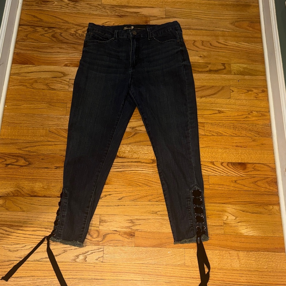 Seven7 Ultra High rise skinny jeans with Black‎ Lace-Up Ankle Jeans size 14